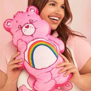 Rebellious Rose X Care Bears Cartoon Bear Embroidered Pink Plush Pillow